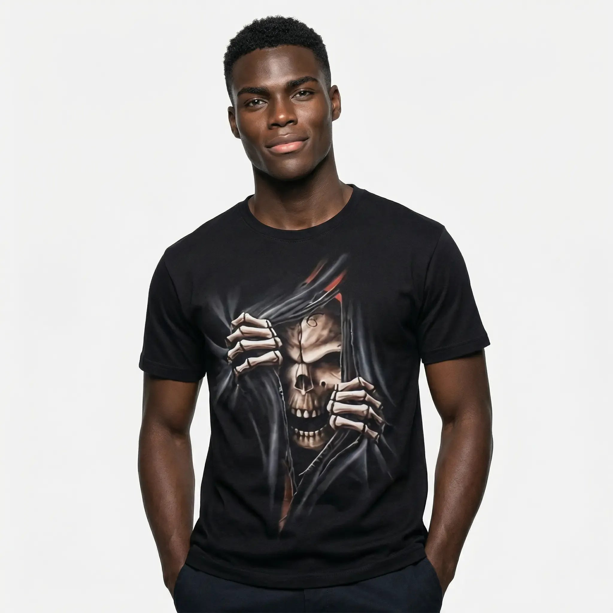 3D Skeleton Skull Graphic Short Sleeve T-shirt