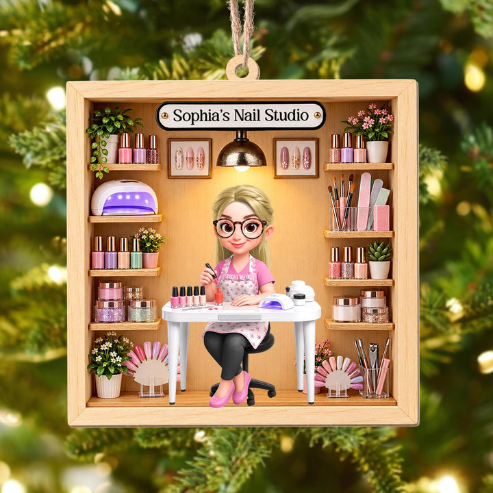 My Nail Studio Custom Nail Artist Design, Wood Ornament, Gift For Nail Techs & Nail Lovers