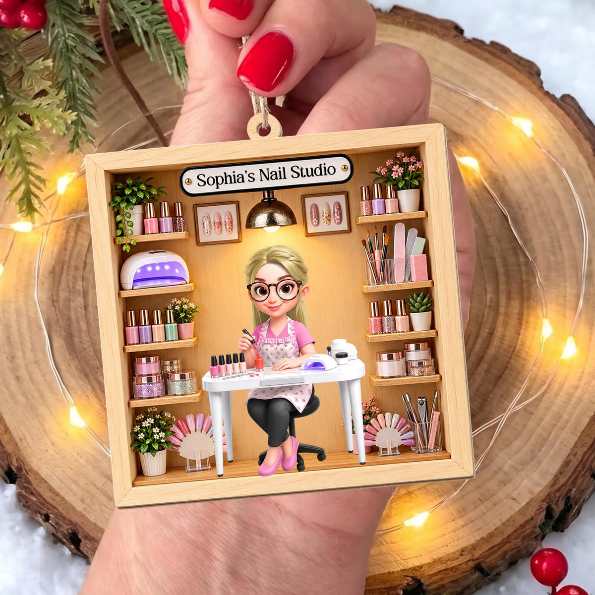 My Nail Studio Custom Nail Artist Design, Wood Ornament, Gift For Nail Techs & Nail Lovers - 8