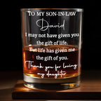 Almagems Personalized "To My Son In Law" Whiskey Glass - Custom 11oz Rocks Glass Cup - Birthday, Wedding, Christmas Gift for Son-in-Law - 1