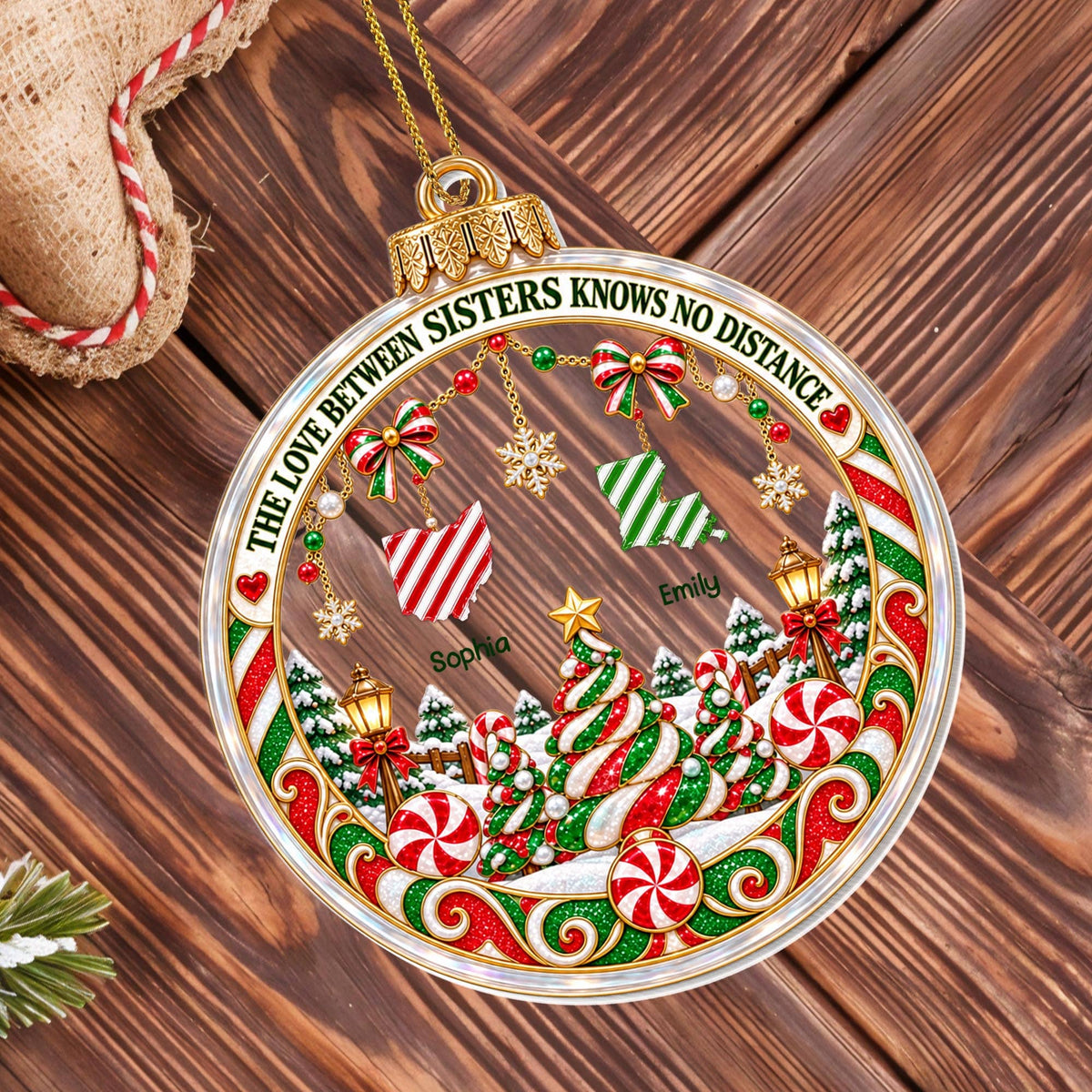 The Love Between Sisters, Personalized Ornament, Gift For Sister - 1