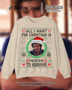 Alles, was ich mir zu Weihnachten wünsche, ist Steve Harrington Unisex-Sweatshirt für Fans, Stranger Thing Steve Harrington Retro Bootleg Shirt, Weihnachts-Celebrity-Crush 