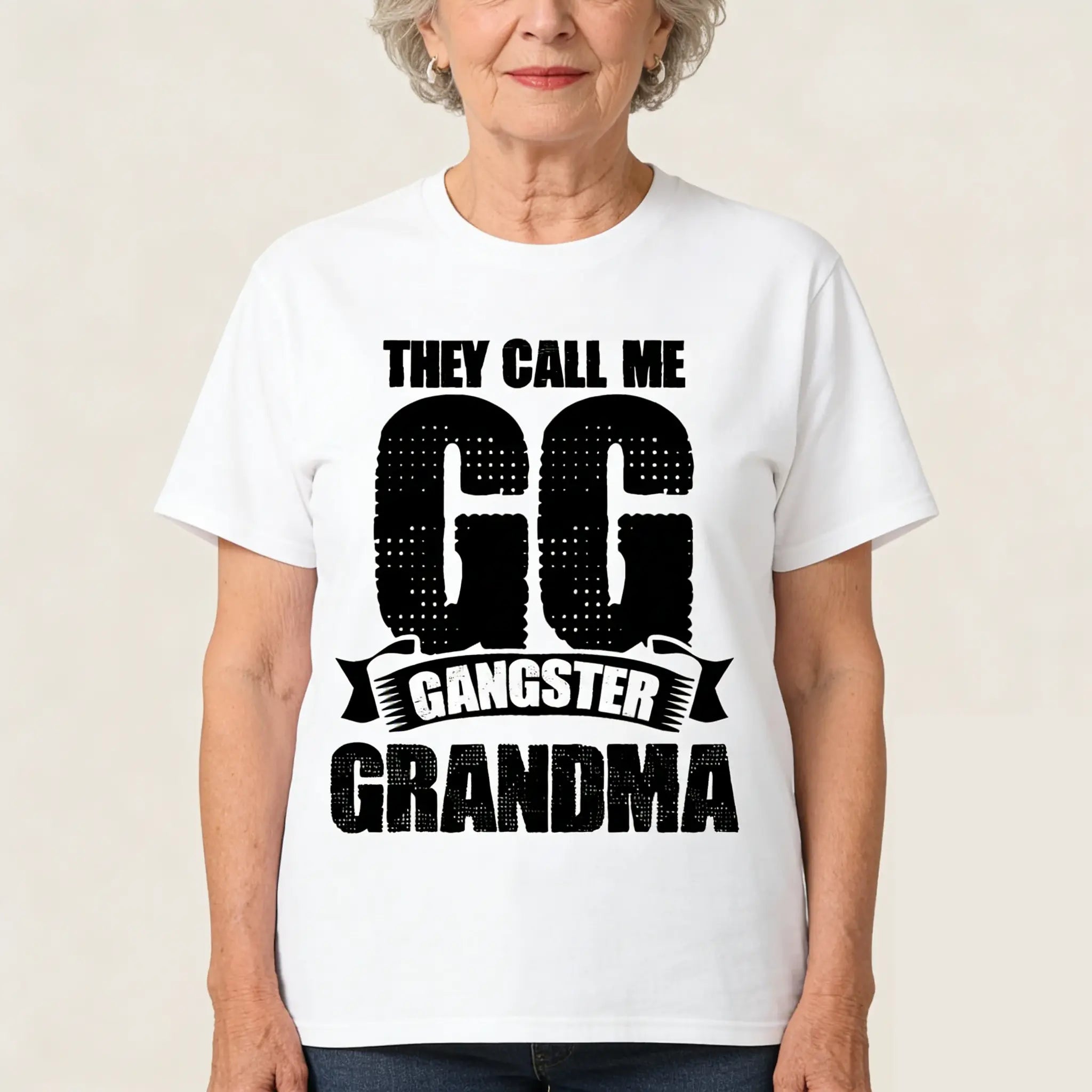 They Call Me GG Gangster Grandma T-Shirt - Funny Mother's Day Graphic Tee, Ideal Gift for Grandma, Mother's Day & Casual Wear PLK0117
