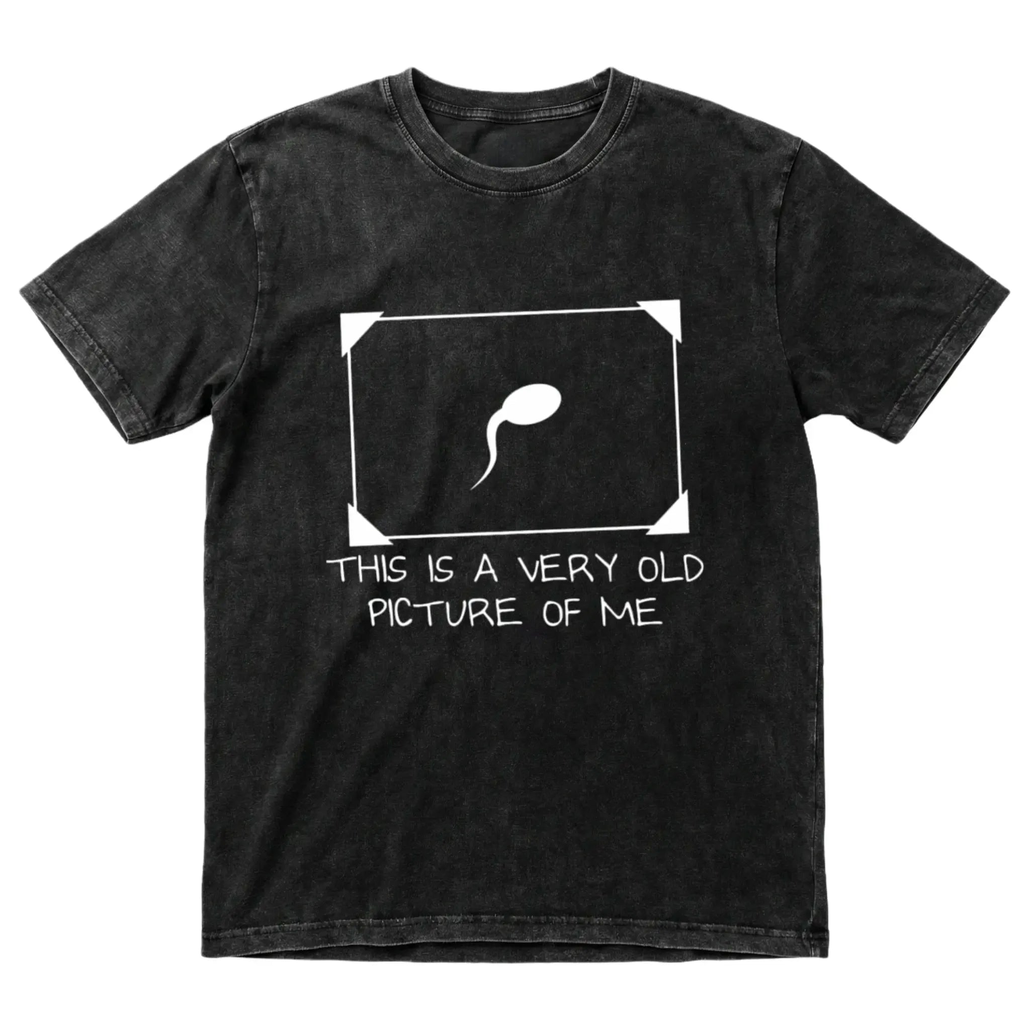 Men's Round Neck Short-Sleeve T-Shirt - Breathable Menswear Tee, Unisex Casual Streetwear Top with Funny Reproductive Cell Graphic & 'Very Old Picture of Me' Slogan for Summer Vibes, Outdoor Fun