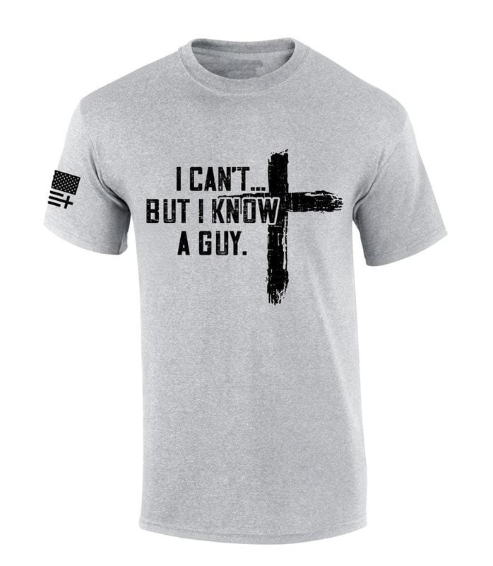 Mens Christian Tshirt I Can't But I Know A Guy Cross Short Sleeve T-shirt Fabric Menswear