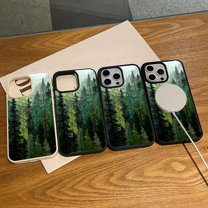 Stained Collage Forest MagSafe Case – Shockproof Silicone Cover for iPhone 17 Pro Max