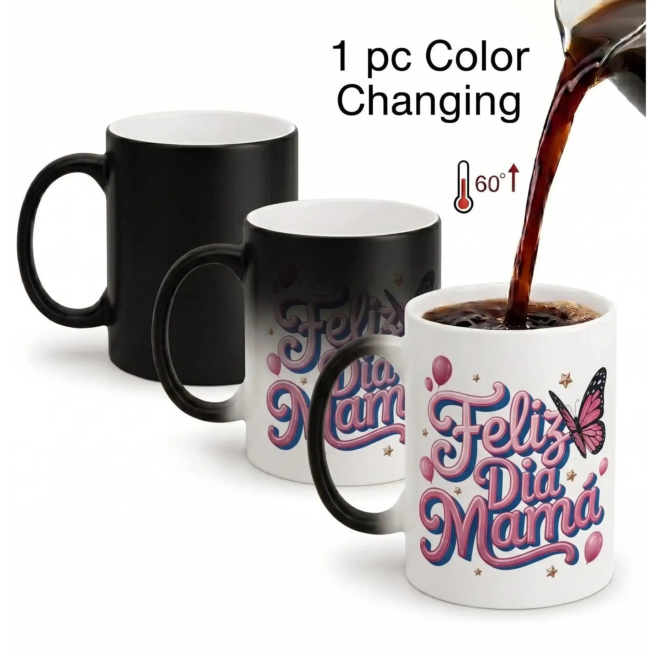 "Feliz Dia Papa" Color Changing Mug |   Regalo Para Papá Secret Heat Reveal Magic Coffee Cup, Best Spanish Father's Day Gift for Dad Father in Law from Daughter Son, 11oz Heat Sensitive Ceramic Drinkware