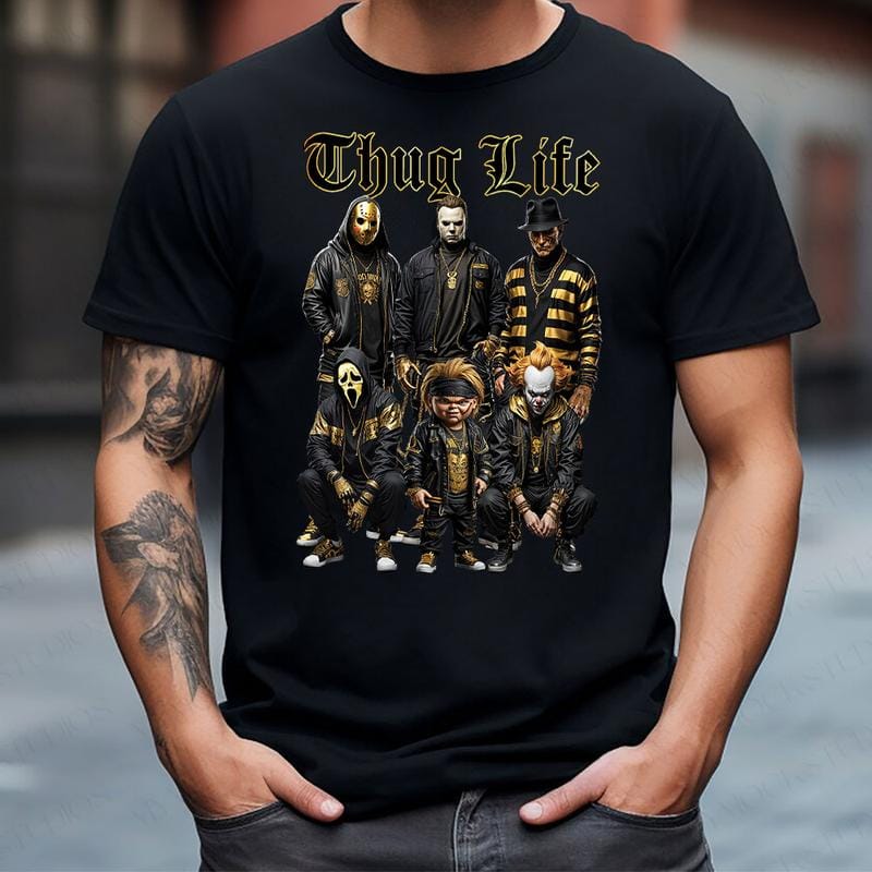 Halloween-Horrorfiguren-Thug-Life-Shirt 