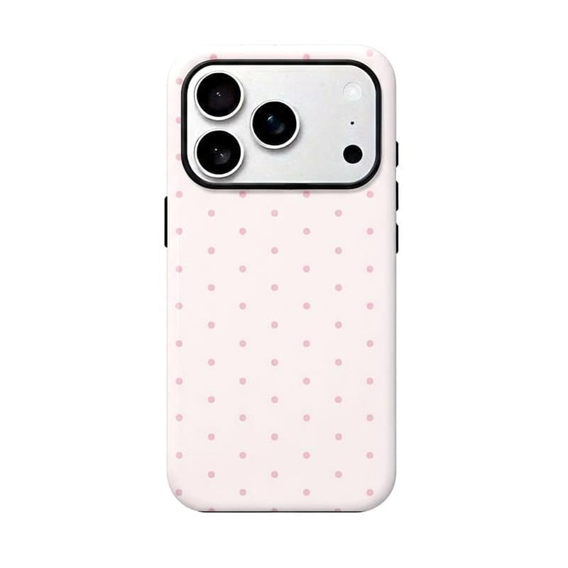 Pink polka dot iPhone case, pink, black