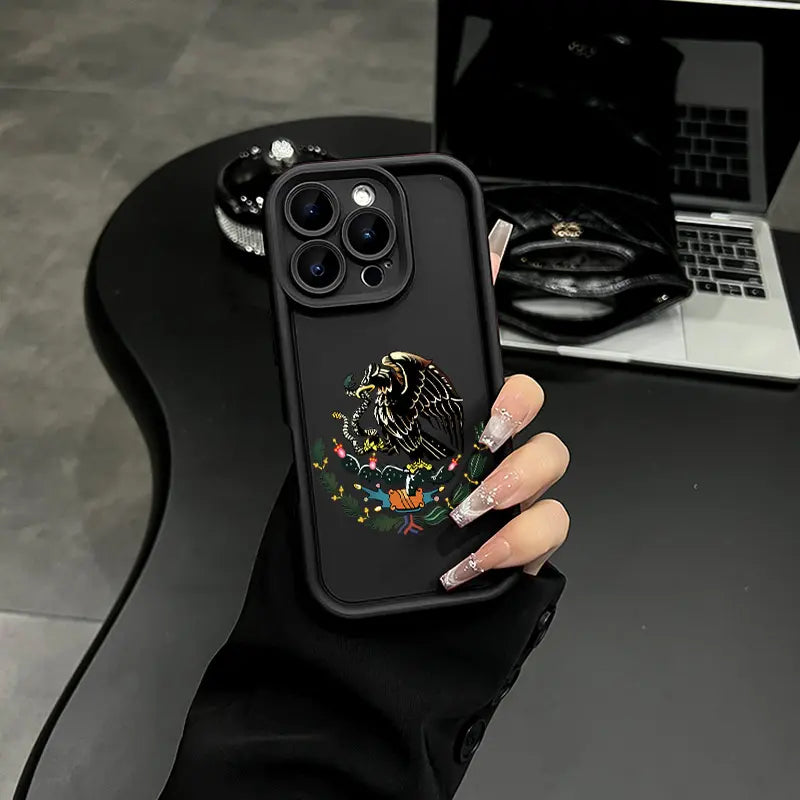 Mexican Eagle Emblem iPhone Case – Shockproof Vintage Cultural Crest Protective Cover for iPhone 11-17 Series