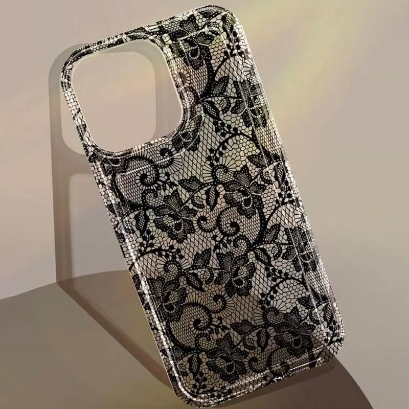 Romantic Lace Transparent Air Cushion Case for iPhone 17–11 Pro Max, Plus & Air – Bride-to-Be Engagement Gift