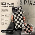 Black & Clear Checkerboard Four-Corner Drop-Proof TPU Phone Case for iPhone an d Samsung Galaxy 17 Air 16Pro Max 15 14Plus 13, S26Ultra S25 S24 S23  Simple and stylish camera protection Shockproof Anti-Drop Protection Durable Phone Case.HY13