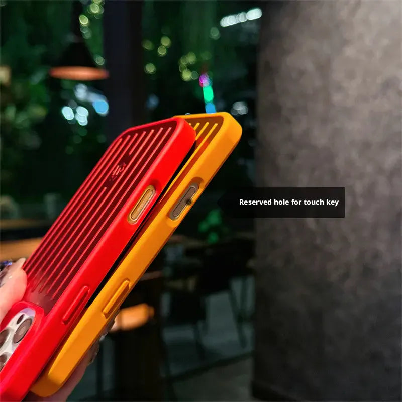 Aluminum Alloy Vertical Lines Phone Case – Premium Shockproof Protective Cover for iPhone 11–17 Series