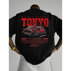 Men's Regular Fit Car & Letter Print Round Neck Tee, Street Fashion Casual Short Sleeve T-shirt for Daily Wear, Men's Top for All Seasons, Tropical, Streetwear.