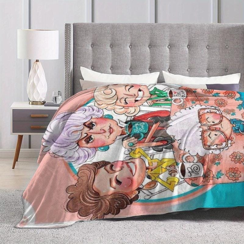 Golden Years Cartoon GG Decke – Warme Kuscheldecke für Wohnzimmer, Büro und Reisen – Vielseitige Geschenkdecke mit Cartoon-Print für alle Jahreszeiten – Halloween-Deko, Weihnachtsgeschenk, Geburtstagsgeschenk – Flanellmaterial – Besonderes Design