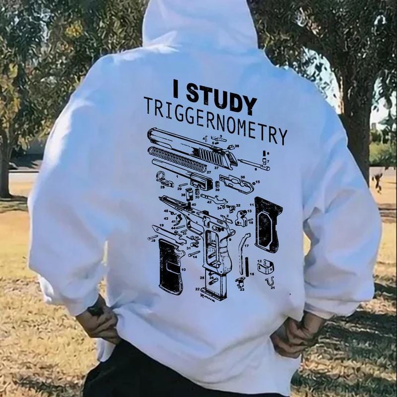 „Ich studiere Triggernometrie“-Shirt, lustiges T-Shirt für Waffenliebhaber, Pro-2A-Sweatshirt, taktischer Hoodie für Herren 
