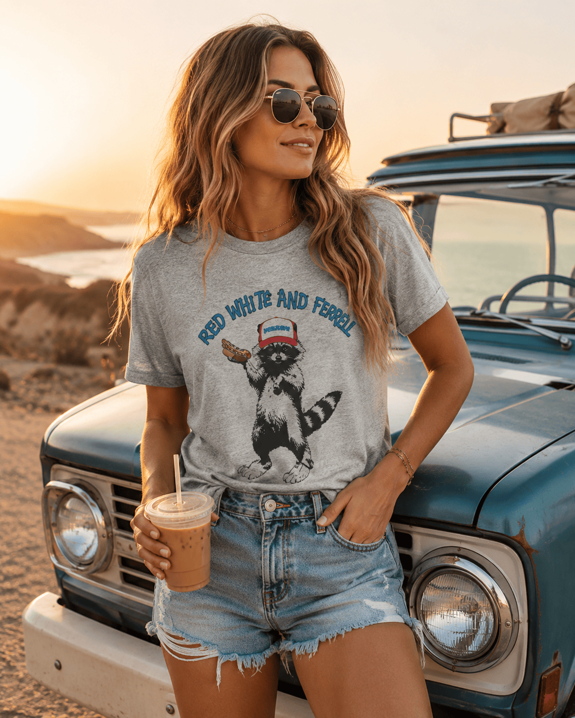 Feral Raccoon USA Graphic Tee | Funny Patriotic 4th of July Shirt