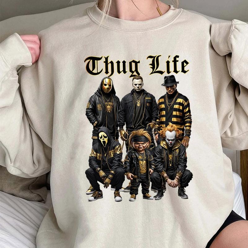 Halloween-Horrorfiguren-Thug-Life-Shirt 
