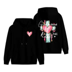 Hoodie „Gott ist immer gut“ mit handgezeichnetem Kreuzmotiv 