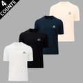 Men's 4-Piece Casual Streetwear Round Neck Short-Sleeve T-Shirt Top Set, Solid Color with Wild Animal Prints (Ducks, Hunting Dogs) on Front & Back, High-Quality Wrinkle-Resistant Loose Fit for Summer Outdoor Activities