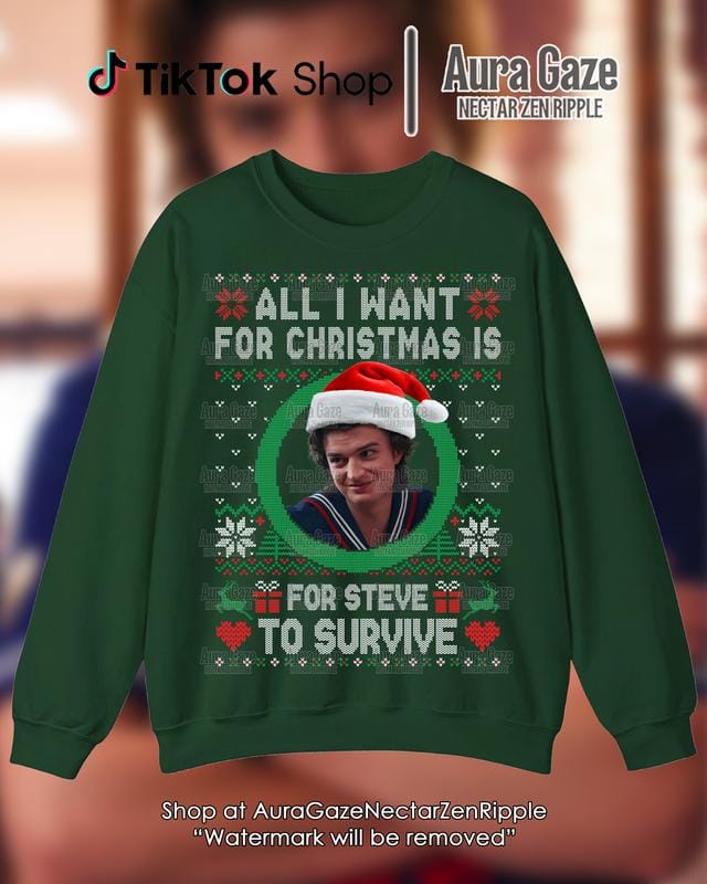 Alles, was ich mir zu Weihnachten wünsche, ist Steve Harrington Unisex-Sweatshirt für Fans, Stranger Thing Steve Harrington Retro Bootleg Shirt, Weihnachts-Celebrity-Crush 