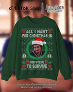 Alles, was ich mir zu Weihnachten wünsche, ist Steve Harrington Unisex-Sweatshirt für Fans, Stranger Thing Steve Harrington Retro Bootleg Shirt, Weihnachts-Celebrity-Crush 