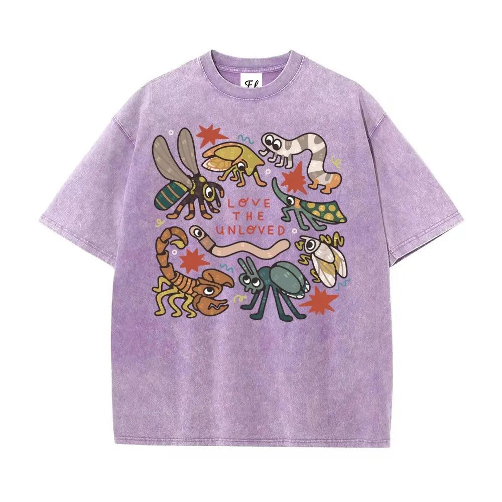 Love The Unloved Insect Lover Shirt S~5XL Oversize Unisex Washed T-Shirt for Women and Men's Unisex Fit Batik Cotton Oversize Streetwear Menswear  Super Soft Pre-Shrunk