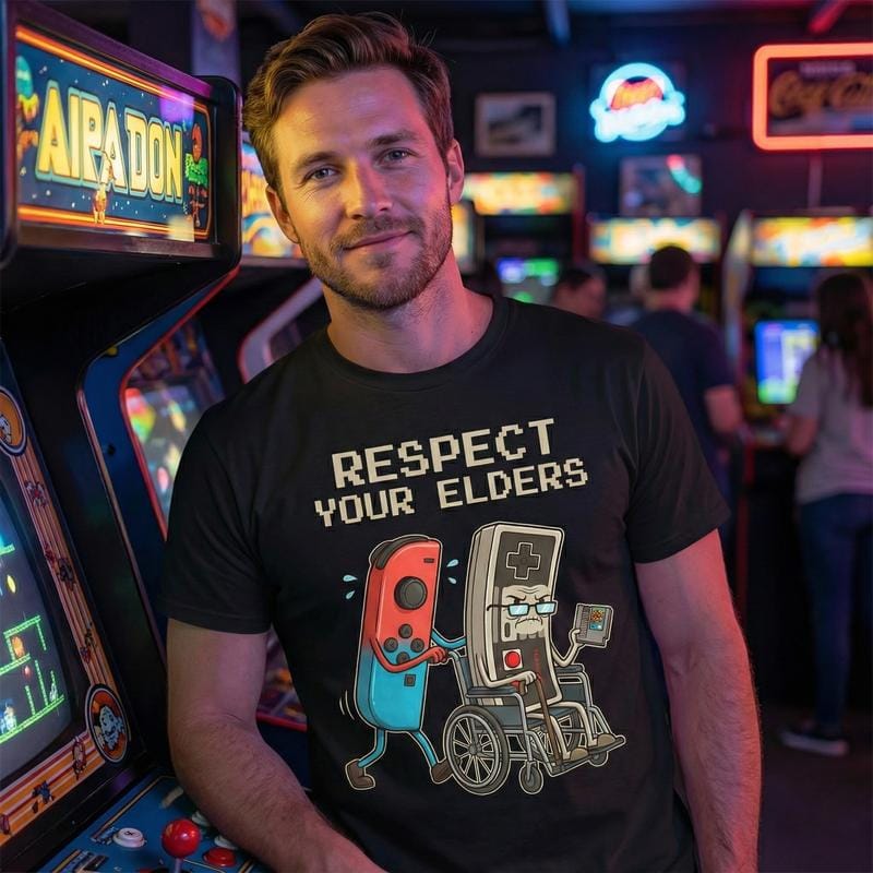 Lustiges Retro-Gamer-T-Shirt mit Grafik, 100 % weiche Baumwolle, Vintage-Konsolen-Design, Old-School-Gaming-Fan, einzigartiges Humor-Design für Männer und Frauen 