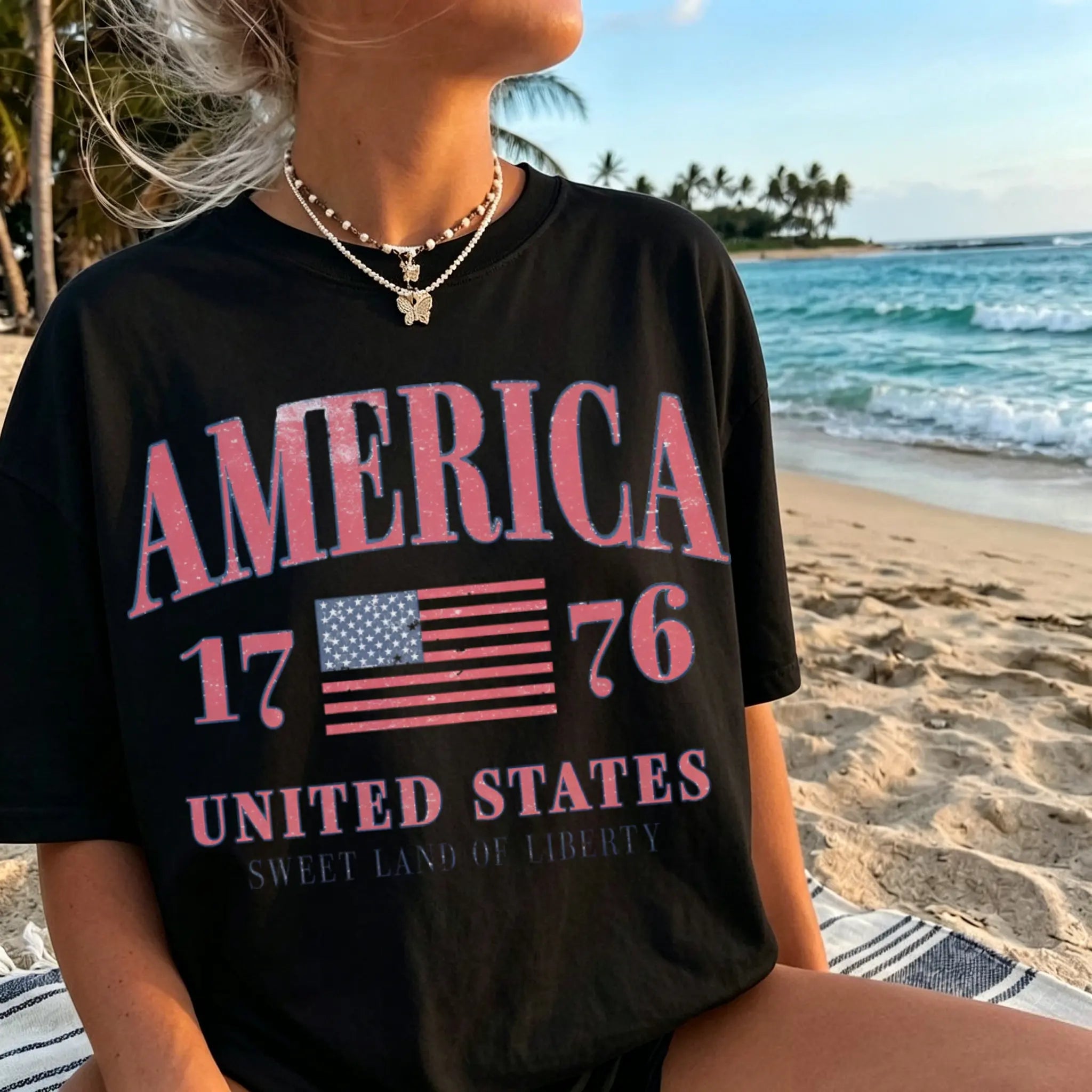 Retro America 4th Of July Shirt Preppy Fourth of July Tshirt Trendy Oversized USA Tee Aesthetic Patriotic Shirt Cute Summer