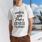 100% Cotton Regalos Para Papa Dia Del Padre Camiseta Mejor Esposo T-Shirt Short Sleeve T-Shirt Women's Men's Graphic Tee Causal Tops Women's Men Graphic Tee