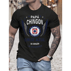 Cruz Azul \"Papa Chingon\" Graphic Tee - Premium Cotton Men's Soccer T-Shirt, Casual Summer Streetwear Top, Perfect Father's Day Gift for Soccer Dads, Oversized Sportswear Shirt
