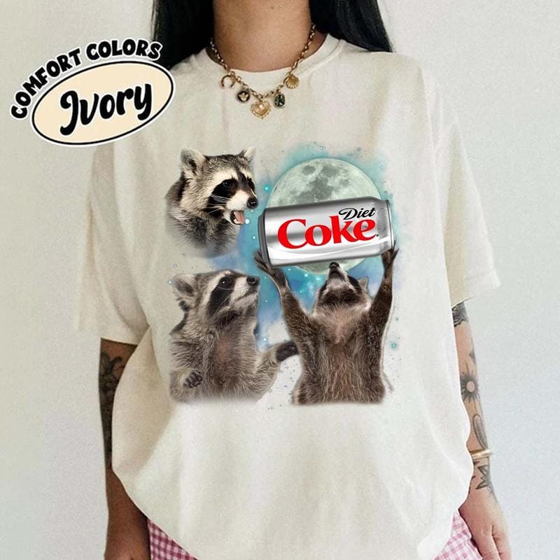 Drei Waschbären Diet Coke Vintage Comfort Color T-Shirts, lustiges Meme Genz Dank Raccoons, Geschenkidee, Unisex-T-Shirt, Herrenunterwäsche Rundhalsausschnitt 