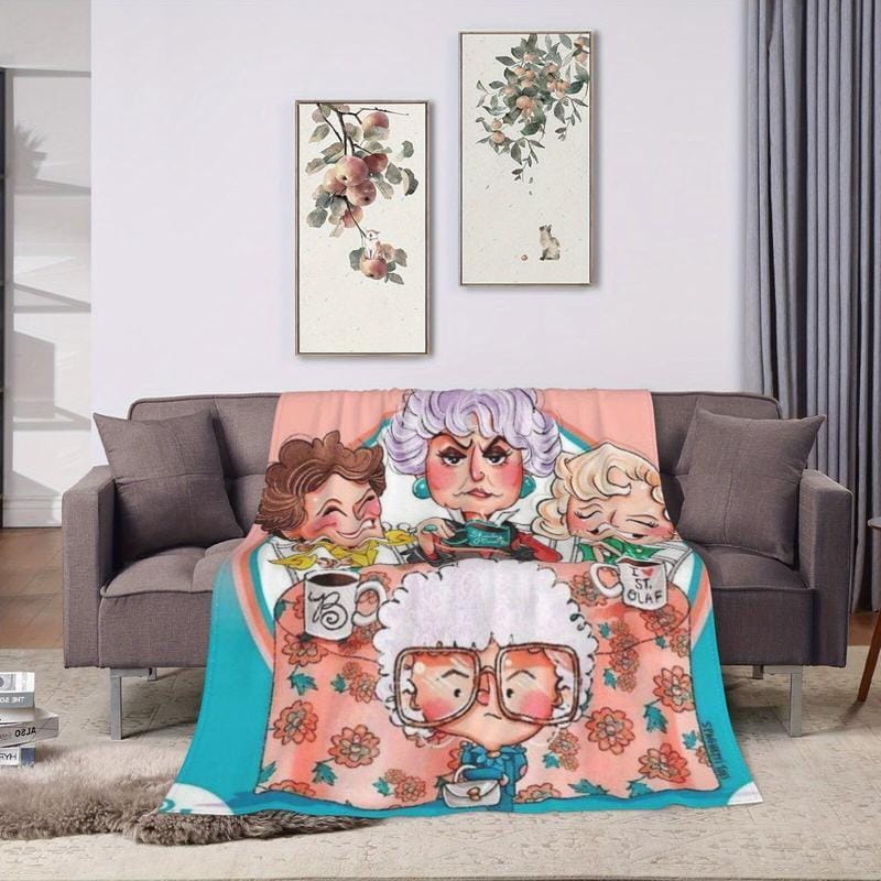 Golden Years Cartoon GG Decke – Warme Kuscheldecke für Wohnzimmer, Büro und Reisen – Vielseitige Geschenkdecke mit Cartoon-Print für alle Jahreszeiten – Halloween-Deko, Weihnachtsgeschenk, Geburtstagsgeschenk – Flanellmaterial – Besonderes Design