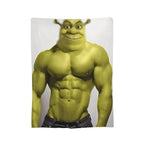 Funny Meme Shrek Muscle Throw Blanket