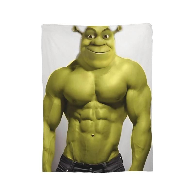 Funny Meme Shrek Muscle Throw Blanket