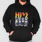 Niedliches T-Shirt mit Katzenmotiv: „Hiss Cats Rock Kittens Kitty Rocking Music Cat Lovers Men T-Shirt“ (Herren, Damen, Unisex, Kurzarm, Freizeit, Grafik) 