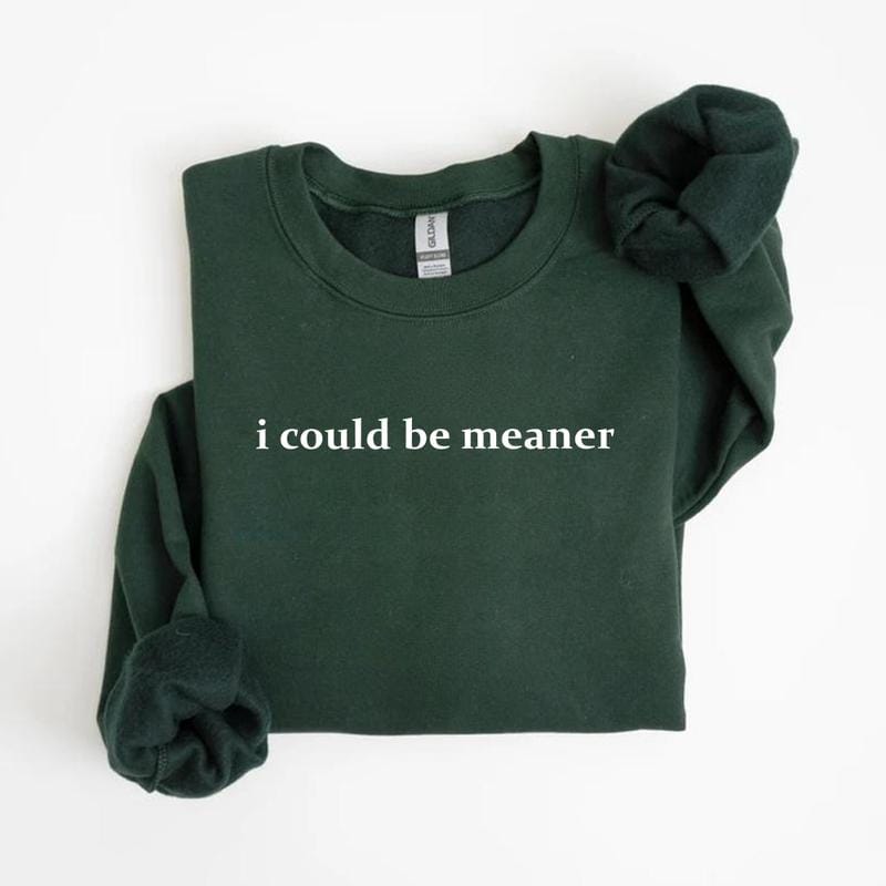 I Could Be Meaner Sweatshirt, Funny Sarcastic Quote Crewneck, Trendy Humor Graphic Top for Women - HARSIN