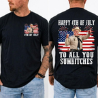Happy 4th Of July To All You Sumbitches Shirt, Smokey And The Bandit Movie T-Shirt, Classic Movie Quote Tee, Funny Show Fireworks T-Shirt for Independence Day, MADE IN USA