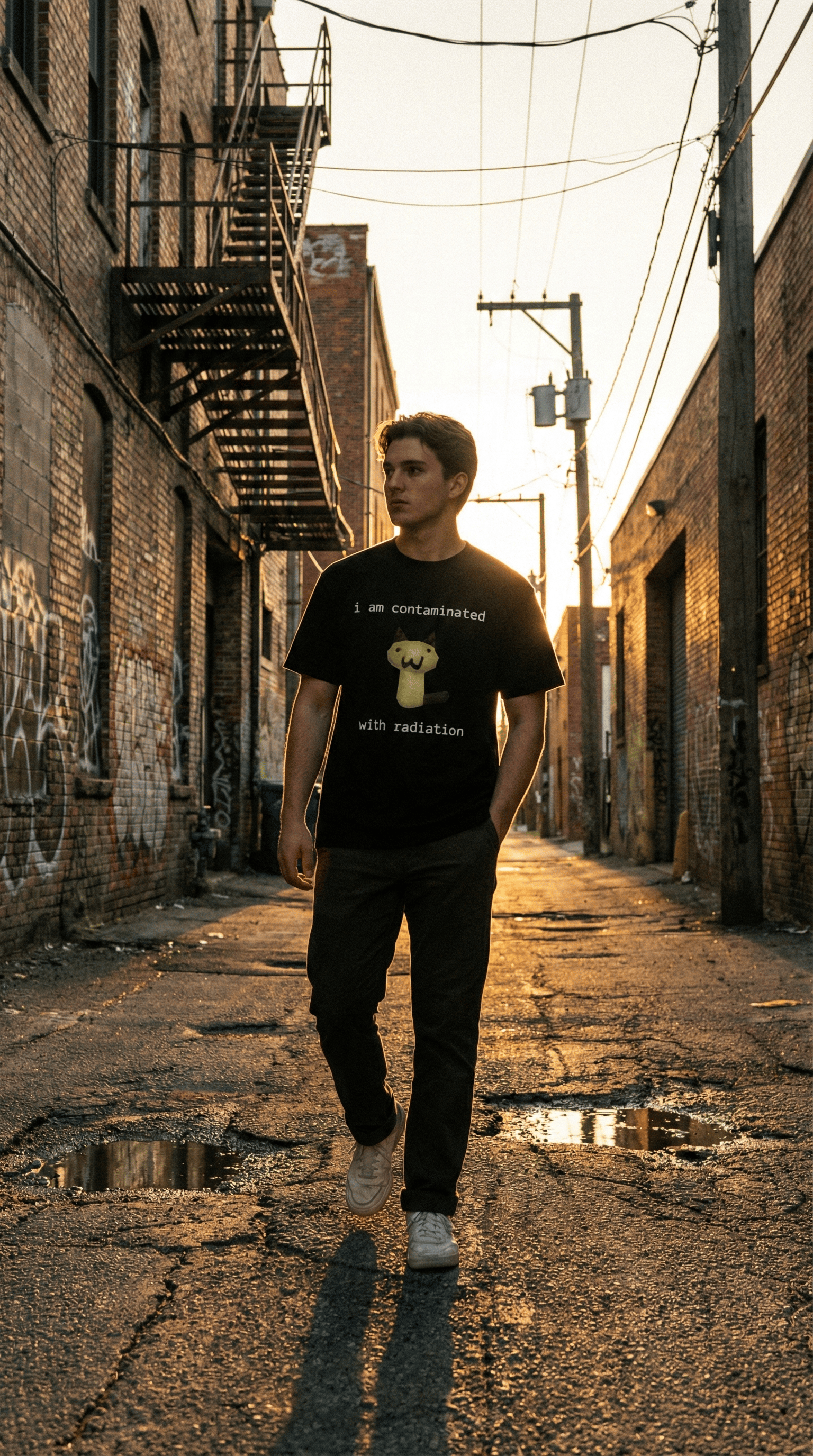 I Am Contaminated with Radiation Funny Cat Meme T-shirt