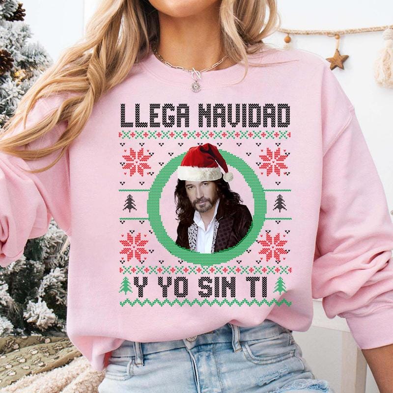Llega Navidad Y Yo Sin Ti Sweatshirt, lustiger spanischer Weihnachtspullover, Latino-Weihnachtsgeschenk, Camisa De Navidad, Marco Antonio Solis Shirt, hässlicher Weihnachtspullover, Geschenk für Männer und Frauen 