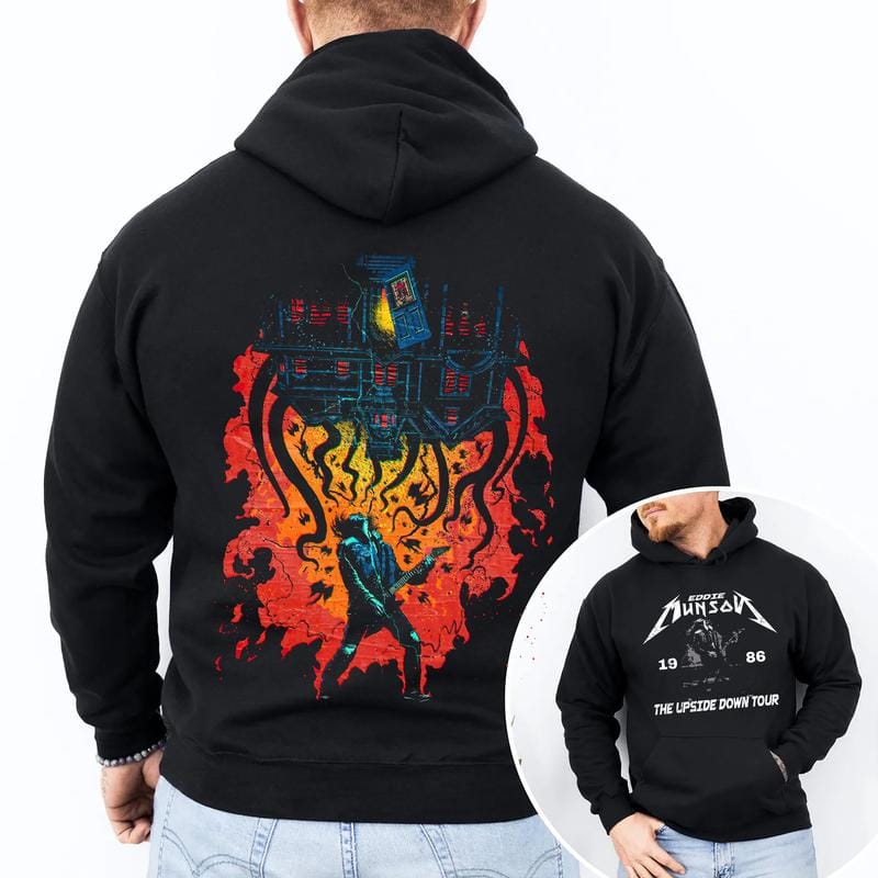 Retro Eddie Munson 2 sides Shirt, Eddie Upside Down Graphic Sweatshirt, Hoodie