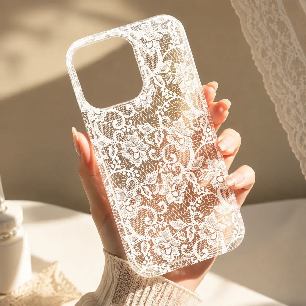 Romantic Lace Transparent Air Cushion Case for iPhone 17–11 Pro Max, Plus & Air – Bride-to-Be Engagement Gift