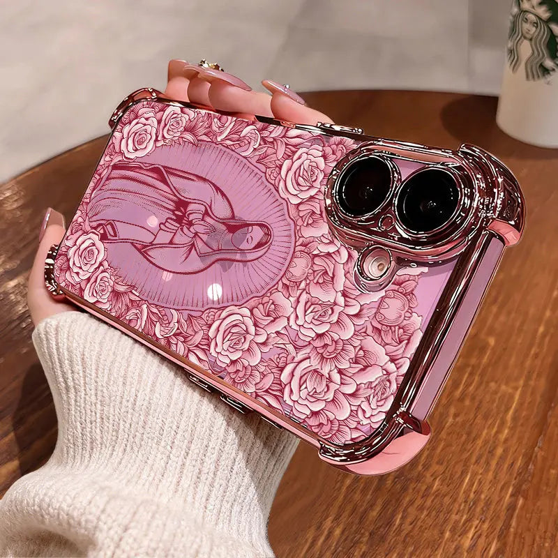 Guadalupe Rose Christian Phone Case, Shockproof iPhone & Samsung Cover with Lanyard