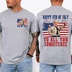 Happy 4th Of July To All You Sumbitches Shirt, Smokey And The Bandit Movie T-Shirt, Classic Movie Quote Tee, Funny Show Fireworks T-Shirt for Independence Day, MADE IN USA
