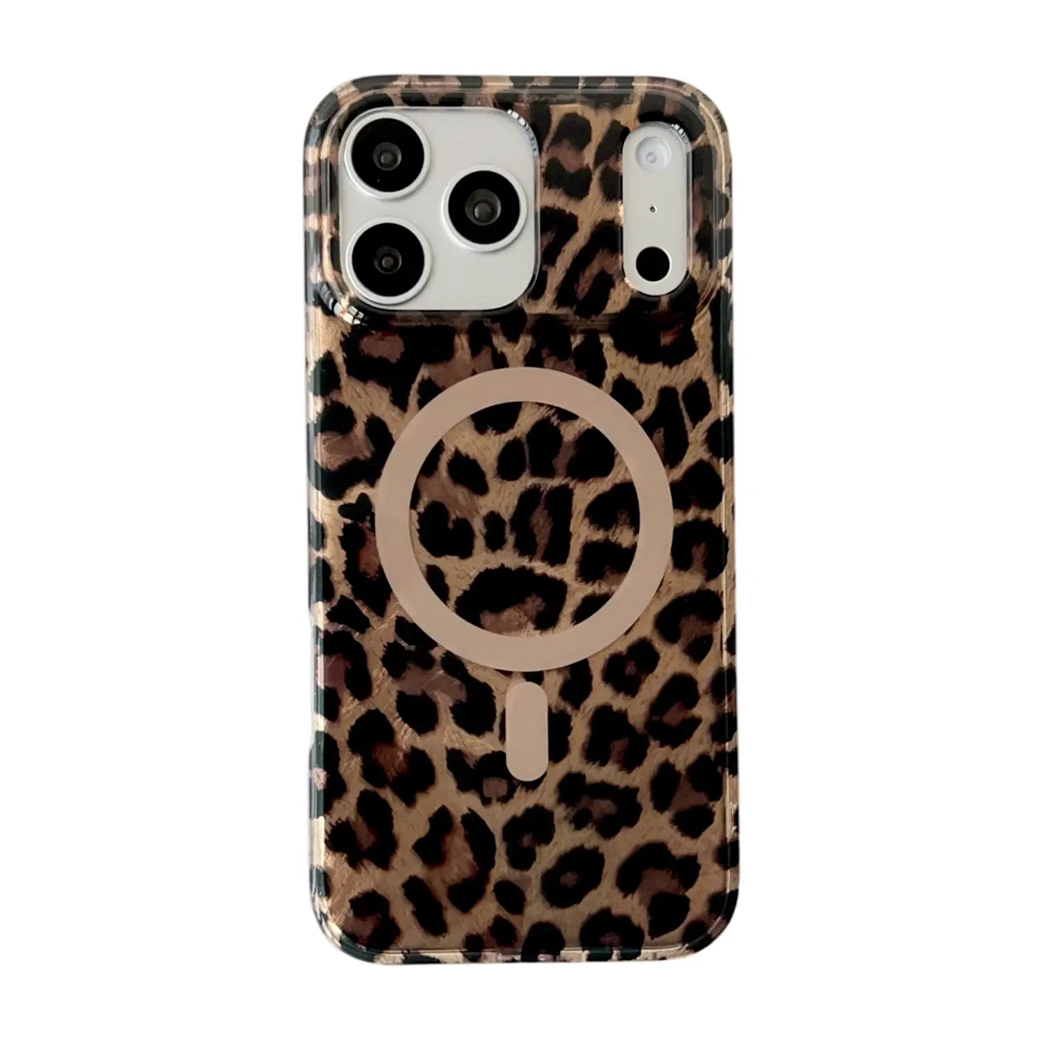 Leopard Cheetah Sparkle MagSafe Case – Glossy Shockproof Silicone Cover for iPhone 17 Pro Max