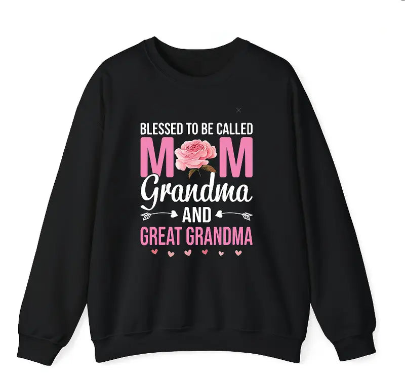 Blessed To Be Called Mom Grandma Great Grandma Soft Crew Neck Tee - Gift for Family