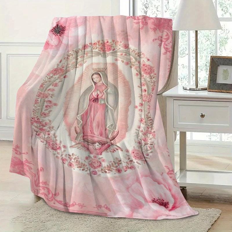 Virgin Mary Printed Flannel Blanket Soft Funny Throw Blanket