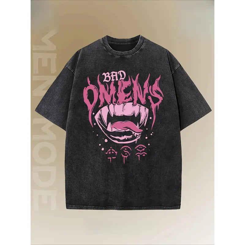 Bad Omens Vintage Washed T-Shirt - Heavyweight Pink Gothic Graphic Tee