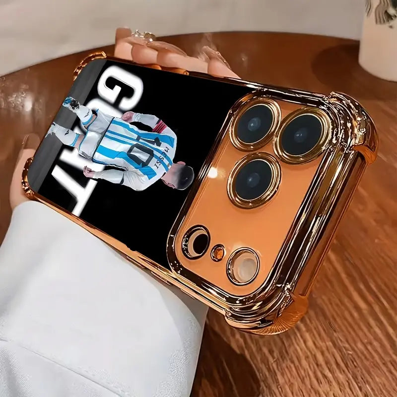 Electroplated Transparent Airbag Case for iPhone 17–11 – Anti-Drop Football Player Phone Cover