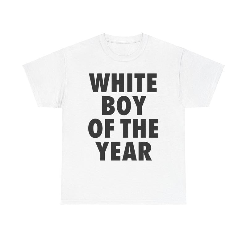 WHITE BOY OF THE YEAR SHIRT – Herren-T-Shirt im Oversized-Stil, Streetwear-Look, lässiges, klassisches Kurzarm-Baumwoll-Top mit Aufdruck, Rundhalsausschnitt, perfektes Geschenk für ihn/sie. 